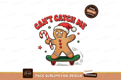 Gingerbread Man Skateboarding Christmas Sublimation Png Sublimation Designangry 