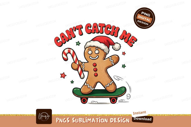 Gingerbread Man Skateboarding Christmas Sublimation Png Sublimation Designangry 