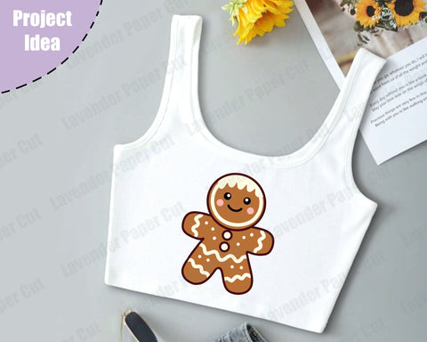 Gingerbread Man SVG, Kawaii PNG, JPEG, Clipart Sublimation, Cute Gingerbread Man, Holiday Cookie, Christmas Baking SVG Lavender Paper Cut 
