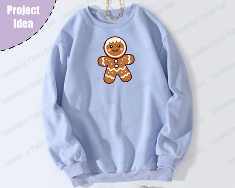 Gingerbread Man SVG, Kawaii PNG, JPEG, Clipart Sublimation, Cute Gingerbread Man, Holiday Cookie, Christmas Baking SVG Lavender Paper Cut 