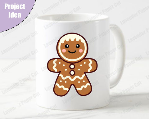 Gingerbread Man SVG, Kawaii PNG, JPEG, Clipart Sublimation, Cute Gingerbread Man, Holiday Cookie, Christmas Baking SVG Lavender Paper Cut 
