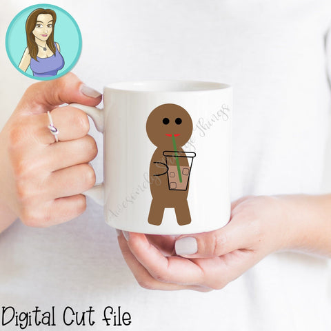 Gingerbread Man SVG & PNG - Iced Coffee Lover (Sublimation & DTF ready) SVG Awesomely Strange Designs 