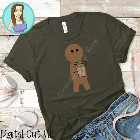 Gingerbread Man SVG & PNG - Iced Coffee Lover (Sublimation & DTF ready) SVG Awesomely Strange Designs 
