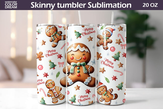 Gingerbread Man Tumbler Wrap| Sublimation WatercolorColorDream 