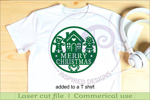 Gingerbread Merry Christmas wall sign svg laser cut SVG APInspireddesigns 