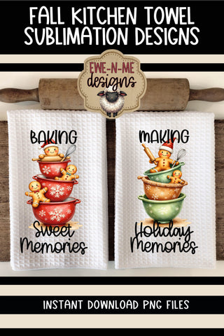 Gingerbread Mixing Bowls | Kitchen Towel Sublimation PNG Sublimation Ewe-N-Me Designs 