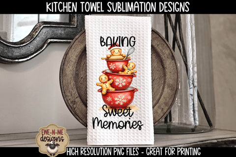 Gingerbread Mixing Bowls | Kitchen Towel Sublimation PNG Sublimation Ewe-N-Me Designs 