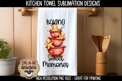Gingerbread Mixing Bowls | Kitchen Towel Sublimation PNG Sublimation Ewe-N-Me Designs 
