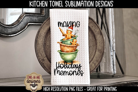 Gingerbread Mixing Bowls | Kitchen Towel Sublimation PNG Sublimation Ewe-N-Me Designs 