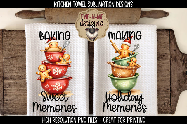 Gingerbread Mixing Bowls | Kitchen Towel Sublimation PNG Sublimation Ewe-N-Me Designs 