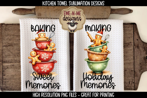 Gingerbread Mixing Bowls | Kitchen Towel Sublimation PNG Sublimation Ewe-N-Me Designs 