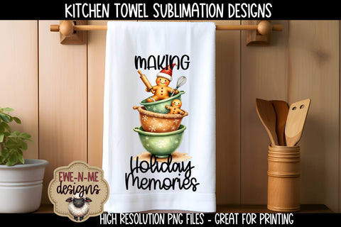 Gingerbread Mixing Bowls | Kitchen Towel Sublimation PNG Sublimation Ewe-N-Me Designs 