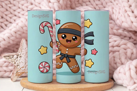 Gingerbread Ninja Christmas 20oz Tumbler Sublimation DesignSVG 