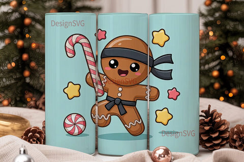Gingerbread Ninja Christmas 20oz Tumbler Sublimation DesignSVG 