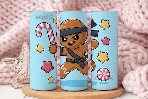 Gingerbread Ninja Christmas 20oz Tumbler Sublimation DesignSVG 