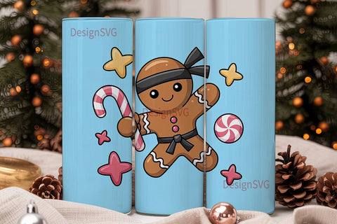 Gingerbread Ninja Christmas 20oz Tumbler Sublimation DesignSVG 