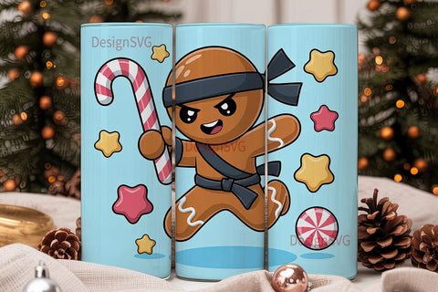 Gingerbread Ninja Christmas 20oz Tumbler Sublimation DesignSVG 
