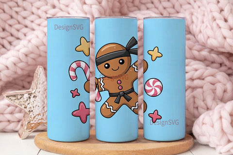 Gingerbread Ninja Christmas 20oz Tumbler Sublimation DesignSVG 