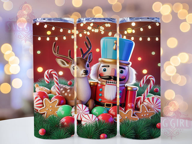 Gingerbread Nutcracker Christmas Tumbler, Gingerbread Holiday Design, Festive Deer Graphic, Christmas Lights Pattern, Cute Holiday Art, 20oz Tumbler, Sublimation Design Sublimation SvggirlplusArt 