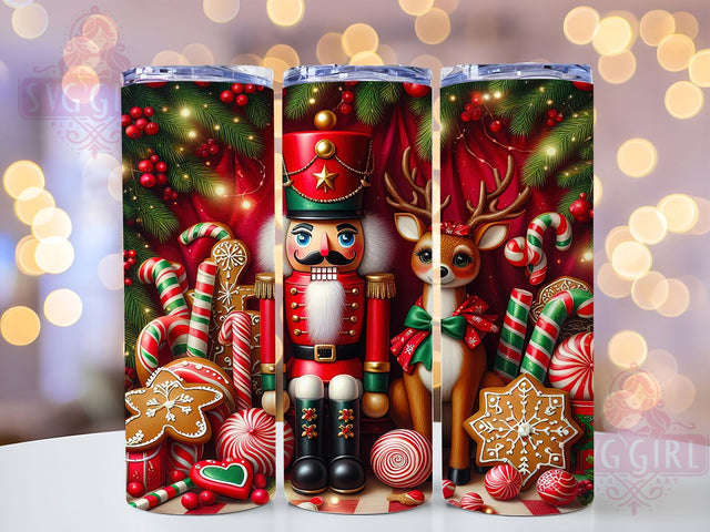 Gingerbread Nutcracker Christmas Tumbler, Gingerbread Holiday Design, Festive Deer Graphic, Christmas Lights Pattern, Cute Holiday Art, 20oz Tumbler, Sublimation Design Sublimation SvggirlplusArt 