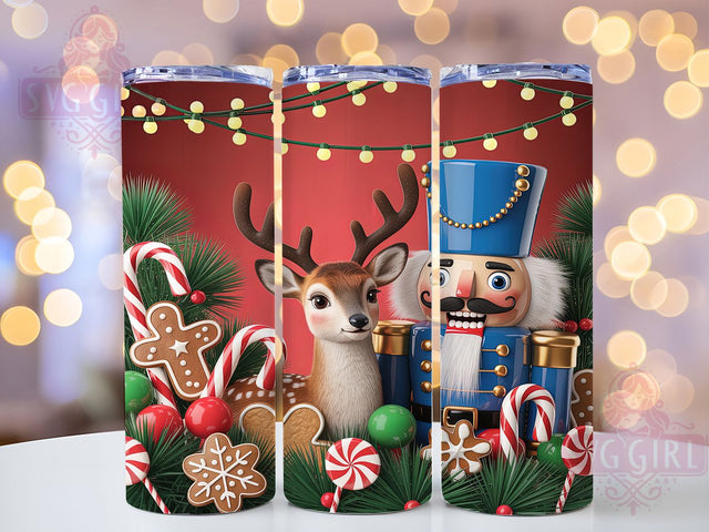 Gingerbread Nutcracker Christmas Tumbler, Gingerbread Holiday Design, Festive Deer Graphic, Christmas Lights Pattern, Cute Holiday Art, 20oz Tumbler, Sublimation Design Sublimation SvggirlplusArt 