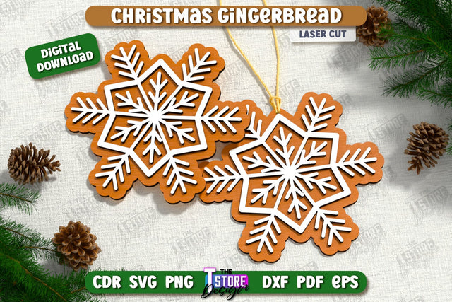Gingerbread Ornament Laser Cut | Holiday Décor | Snowflake | Christmas Tree Toy | CNC File SVG The T Store Design 