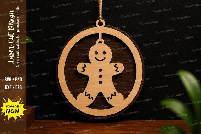 Gingerbread Ornament SVG Christmas Laser Cut Decor SVG Regulrcrative 