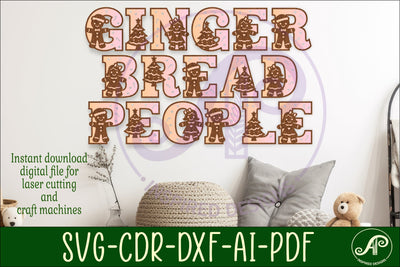 Gingerbread people alphabet set. 2 layer letters. 70 letters SVG APInspireddesigns 