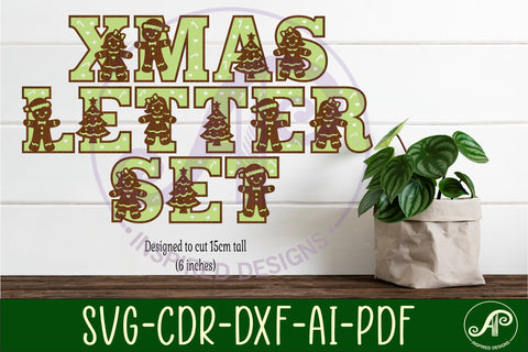 Gingerbread people alphabet set. 2 layer letters. 70 letters SVG APInspireddesigns 