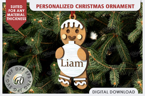 Gingerbread Personalized Christmas Ornament Laser Cut. Xmas SVG SVG Evgenyia Guschina 
