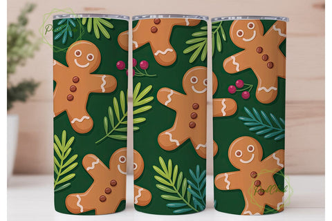 Gingerbread & Pine Christmas Tumbler Sublimation PixelChick 