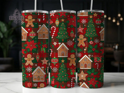 Gingerbread Plaid 20oz Tumbler, Gingerbread Plaid, Plaid Gingerbread, Gingerbread Tumbler, Plaid Tumbler, Gingerbread PNG, Christmas Plaid, 20oz Tumbler Wrap Sublimation SvggirlplusArt 
