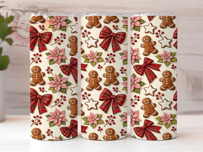 Gingerbread Poinsettia 20oz Tumbler, Gingerbread Tumbler, Poinsettia Tumbler, Gingerbread PNG, Poinsettia PNG, 20oz Tumbler Wrap, Christmas Tumbler Wrap, Floral Gingerbread Sublimation Lara' s Designs 