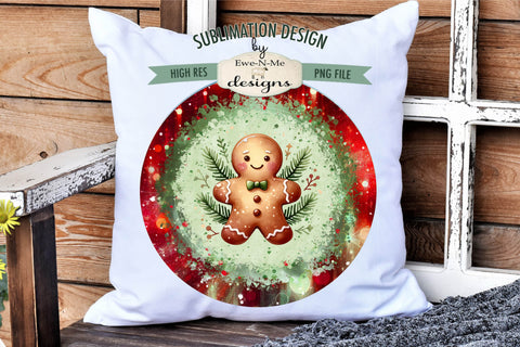 Gingerbread Red and Green Wind Spinner Sublimation Design Sublimation Ewe-N-Me Designs 