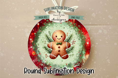 Gingerbread Red and Green Wind Spinner Sublimation Design Sublimation Ewe-N-Me Designs 
