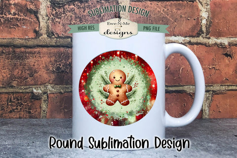 Gingerbread Red and Green Wind Spinner Sublimation Design Sublimation Ewe-N-Me Designs 