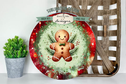 Gingerbread Red and Green Wind Spinner Sublimation Design Sublimation Ewe-N-Me Designs 