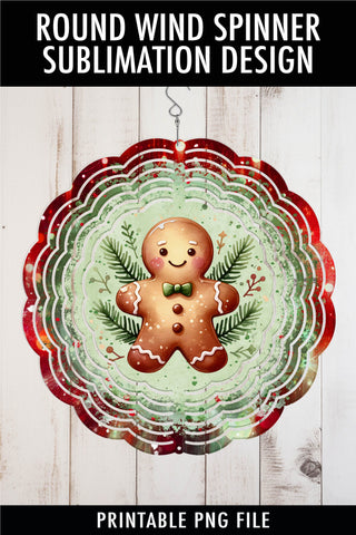 Gingerbread Red and Green Wind Spinner Sublimation Design Sublimation Ewe-N-Me Designs 