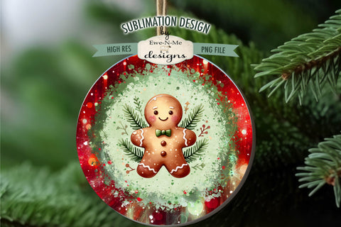 Gingerbread Red and Green Wind Spinner Sublimation Design Sublimation Ewe-N-Me Designs 