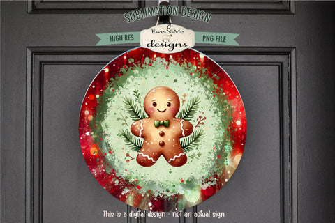 Gingerbread Red and Green Wind Spinner Sublimation Design Sublimation Ewe-N-Me Designs 