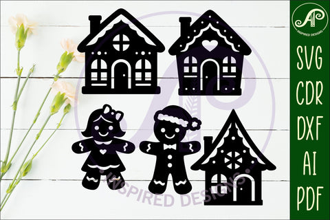 Gingerbread shape silhouette Christmas laser cut SVG APInspireddesigns 