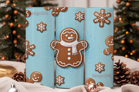 Gingerbread Snowman Christmas Tumbler Sublimation DesignSVG 