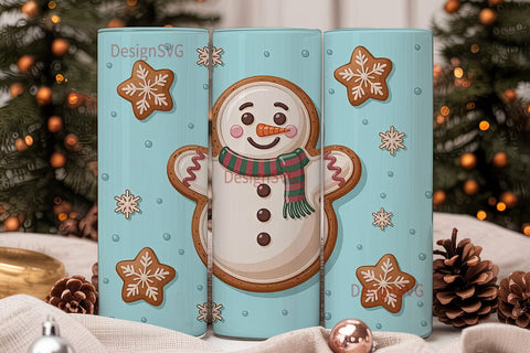Gingerbread Snowman Christmas Tumbler Sublimation DesignSVG 