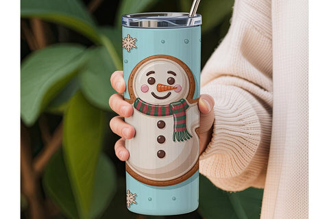 Gingerbread Snowman Christmas Tumbler Sublimation DesignSVG 