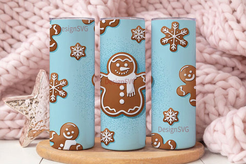 Gingerbread Snowman Christmas Tumbler Sublimation DesignSVG 