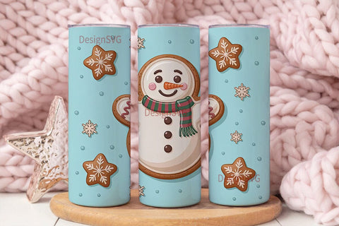 Gingerbread Snowman Christmas Tumbler Sublimation DesignSVG 