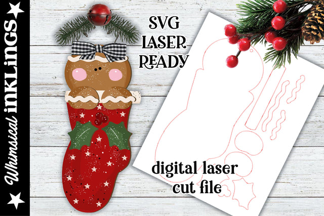 Gingerbread Stocking SVG SVG Whimsical Inklings 