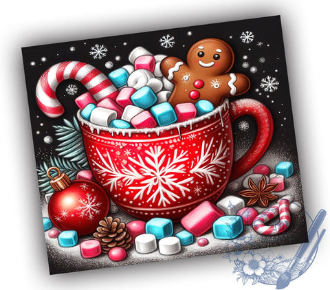 Gingerbread Tumbler, Candy Cane Design, Snowflake Wrap, 20oz Sublimation, Holiday Drinkware, Festive Mug Decor, Christmas Gift Ideas Sublimation ToriDesigns 