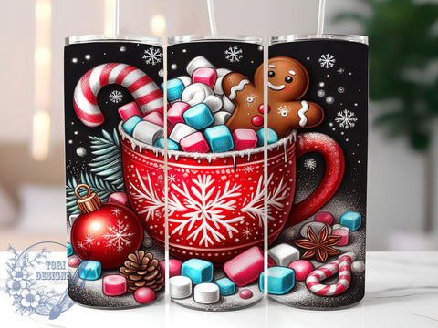 Gingerbread Tumbler, Candy Cane Design, Snowflake Wrap, 20oz Sublimation, Holiday Drinkware, Festive Mug Decor, Christmas Gift Ideas Sublimation ToriDesigns 