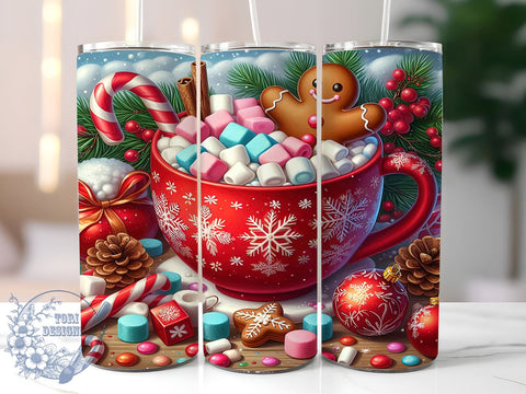 Gingerbread Tumbler, Candy Cane Design, Snowflake Wrap, 20oz Sublimation, Holiday Drinkware, Festive Mug Decor, Christmas Gift Ideas Sublimation ToriDesigns 
